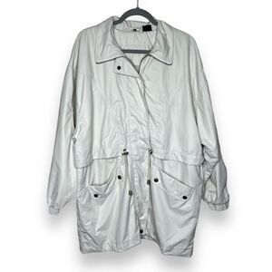 Aeros Anorak Jacket Cream Snap Zipper Front Big Pockets Lined Womens Size Large